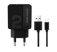 СЗУ 2400mAh More choice 2USB + micro USB NC46m Black