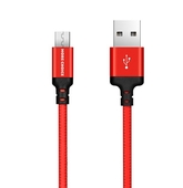 Дата-кабель USB-MicroUSB 1.0м. More choice K12m нейлон Black Red